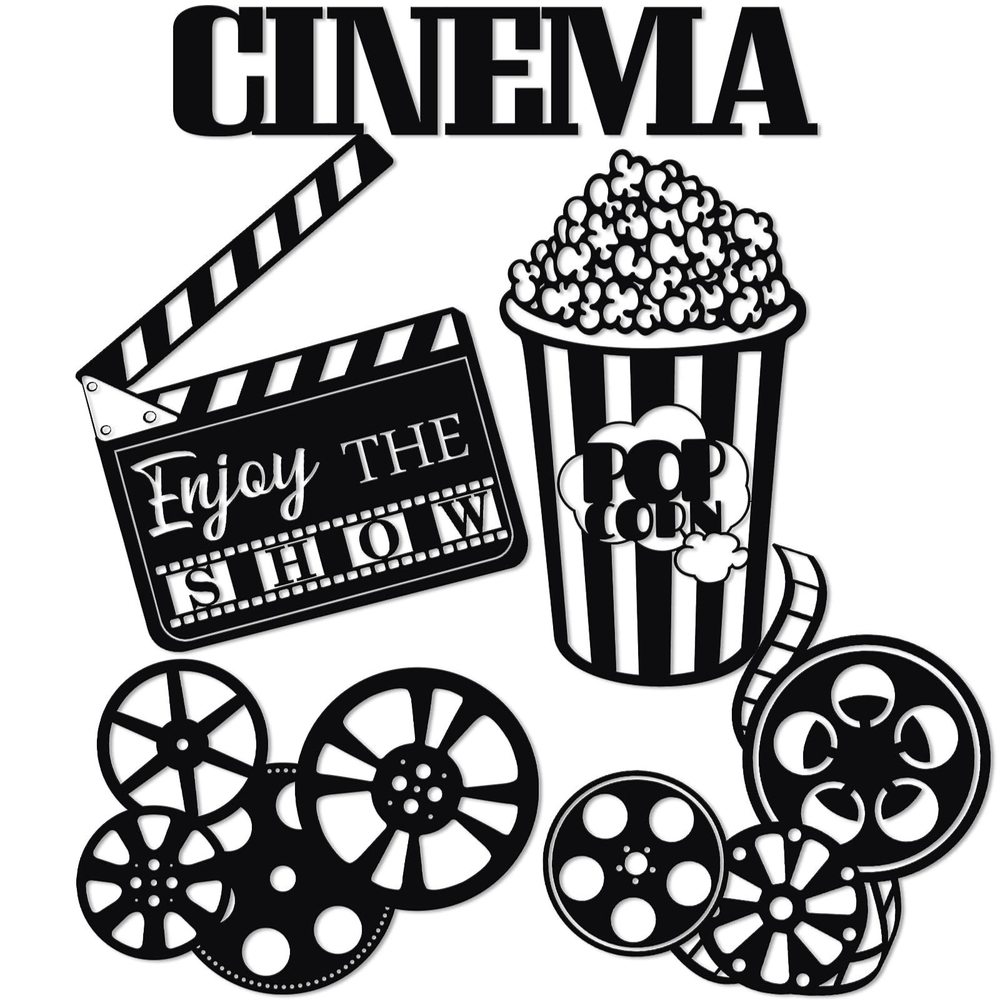 5 Pieces Metal Movie Theater Decor Home Room Cinema And Popcorn Wall Art Reel🐹